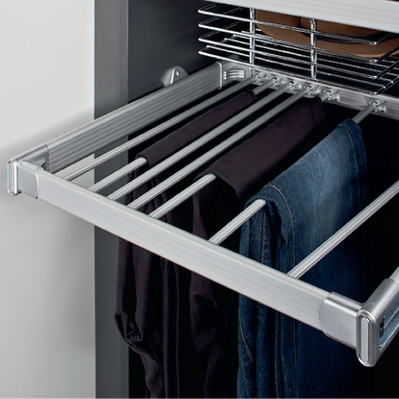 Pantalonero extraible para armario, perchero multifunción, base de aleación  de aluminio, riel deslizante silencioso de tres secciones, varilla