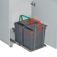 Porta residuos extraible BAJO Doble 2x15 lts Cromado